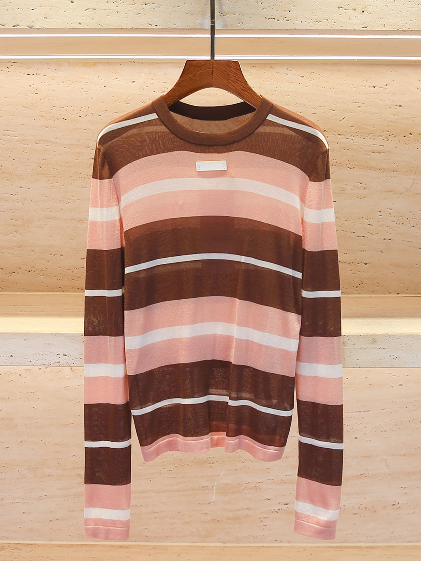 

Sweet And Gentle Spring Summer Knitted Top with Patchwork Stripe Design High Quality Women's Fashion by Nanyou for 2026