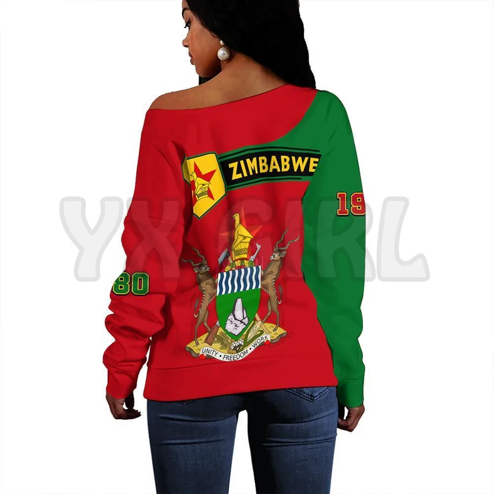 YX GIRL Custom Your Text Greek Life Zimbabwe  3D Printed Novelty Women Casual Long Sleeve Sweater Pullover