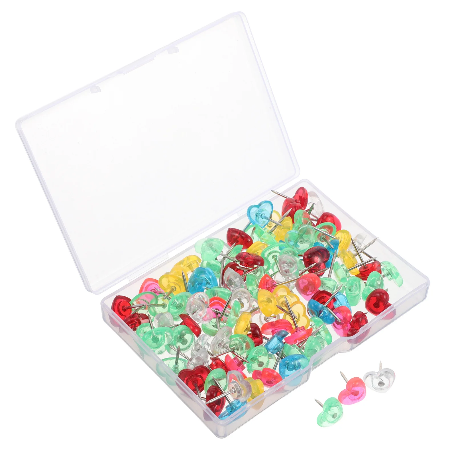 

100Pcs Plastic Heart Thumbtacks Cute Push Pins for Message Boards Photo Walls Cork Boards Office School