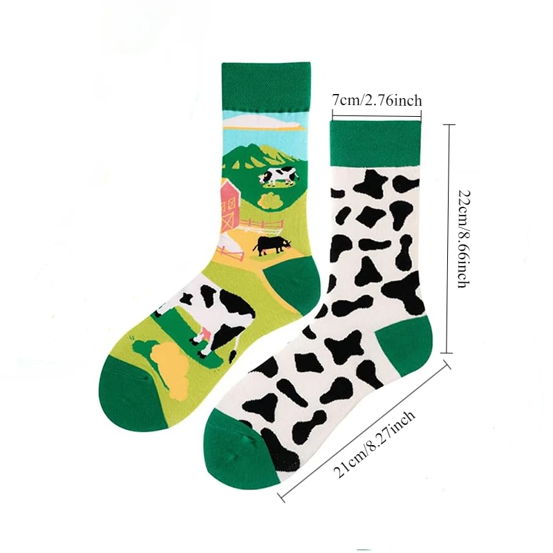 1 Pair of Cartoon Animal Cow Socks Fun Novel and Fashionable Socks, Suitable for Women/Men As Holiday Gifts