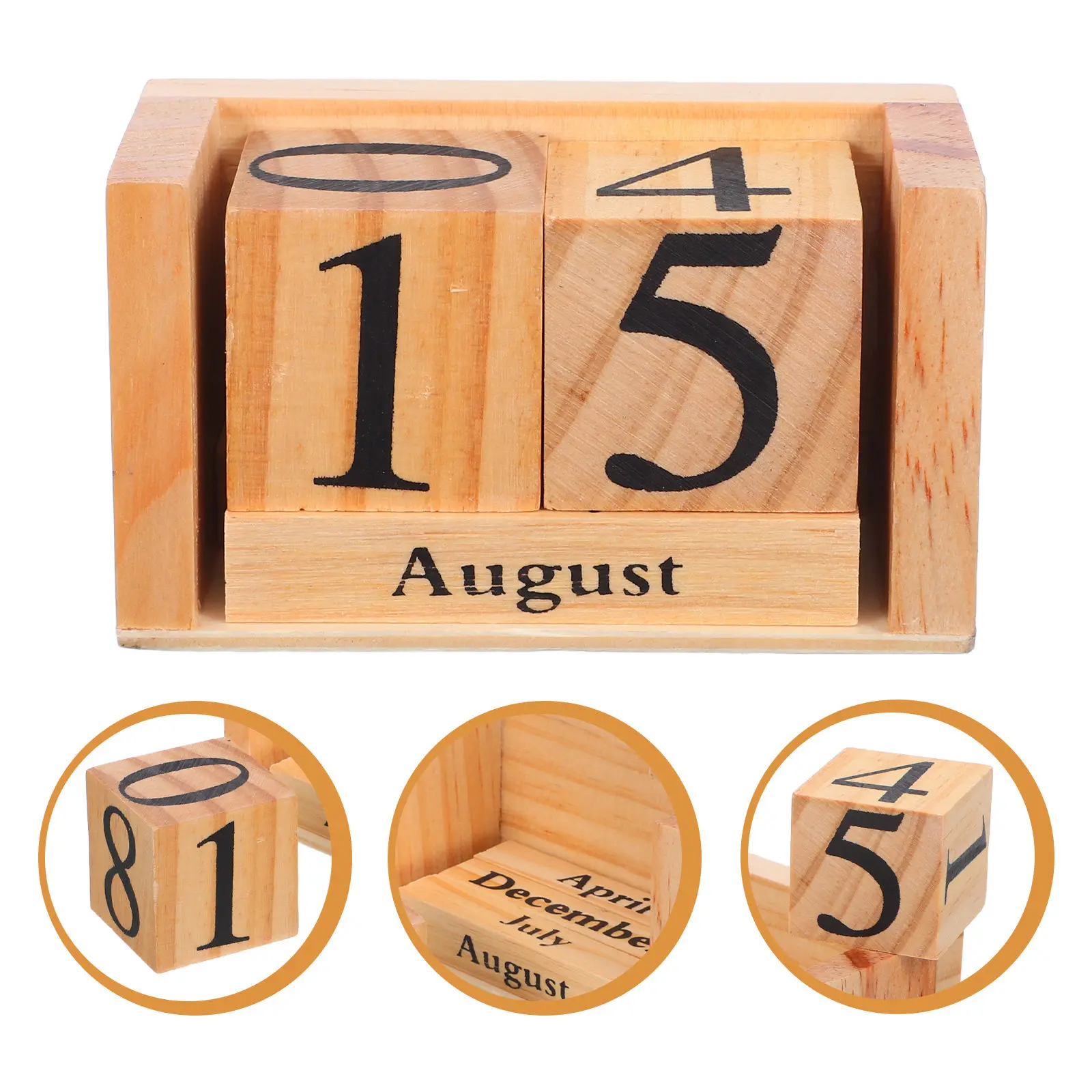 

Solid Wood Wooden Block Perpetual Desk Calendar Manual Date Display Rustic Office Home Daily Use Wood Calendar