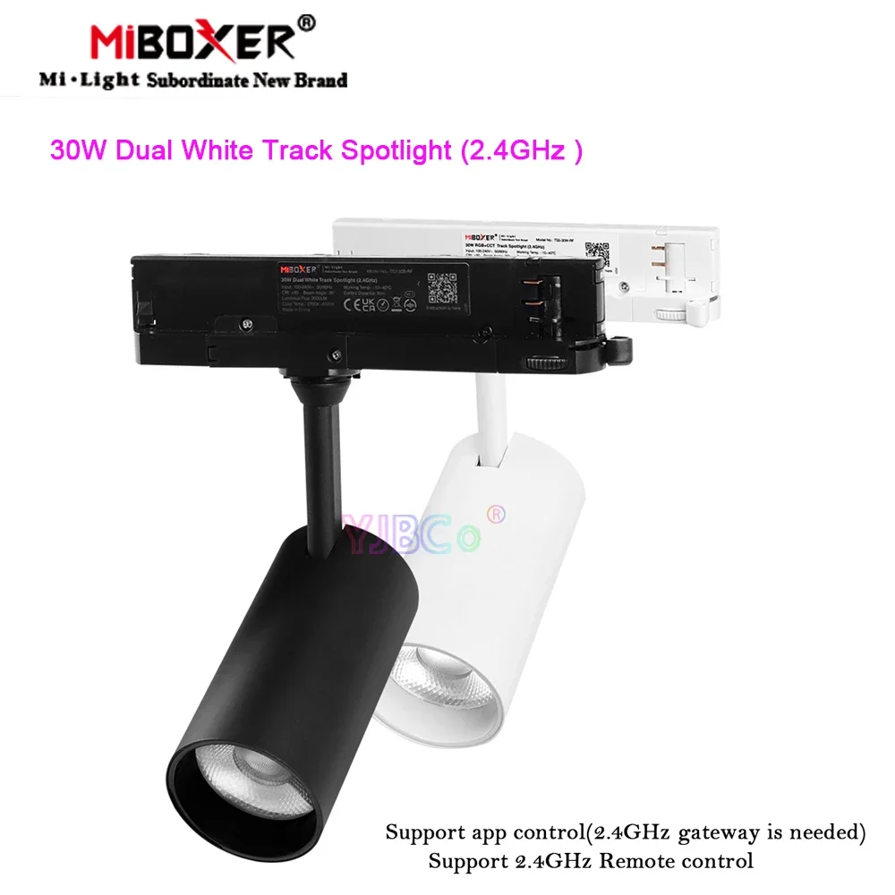 Miboxer 30W 2.4G Dual White Track Light Smart LED Spotlight CCT & brightness adjustable 110V 220V Mi-Light 2.4GHz remote control