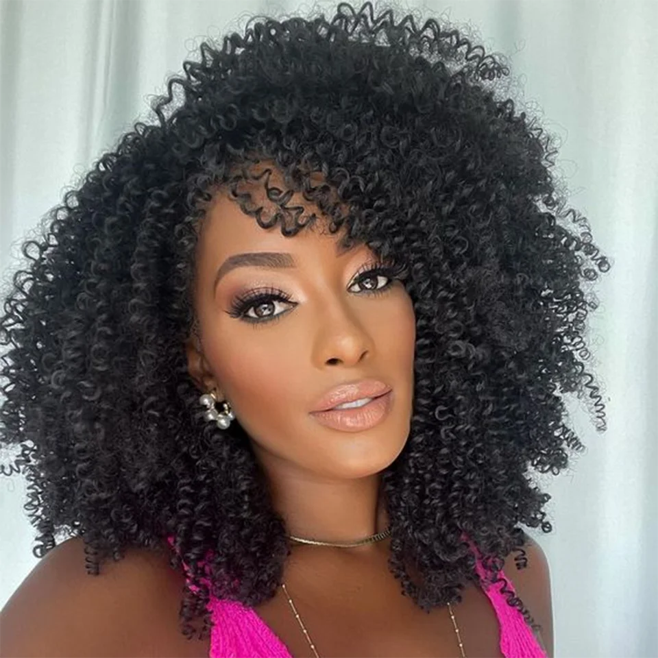 

Afro Kinky Curly Wigs 250% Density Human Hair Wig T Lace Front Wig For Black Women Glueless Preplucked Curly Wig Natural Color