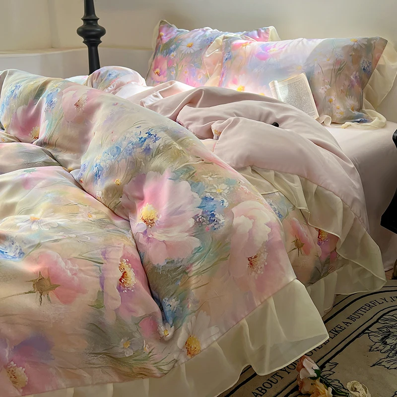

Skin-friendly Bedding Set Single/Queen/King Size Bedclothes Adults Kids Room Bedsheet Set Home Soft Bed Linen Sets juego de cama