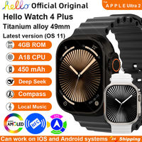 2025 New Hello Watch 4 Plus Ultra 2 Smartwatch 49mm 4G ROM NFC GPT GPS Compass Clock Bluetooth Call Smart Watch Men Women 3 Plus