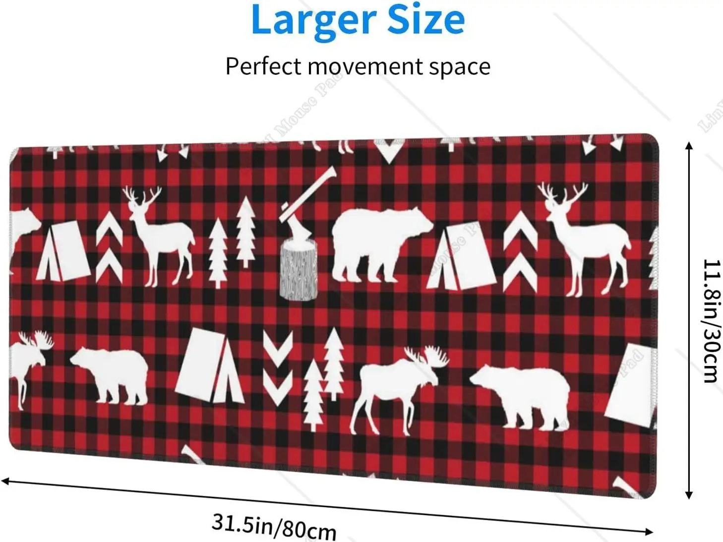 Cow Deer Tree Christmas Gaming Mouse Pad Oversized Mouse Mats with Non Slip Rubber Base for Office Work Home Gifts 12x31.5 inch