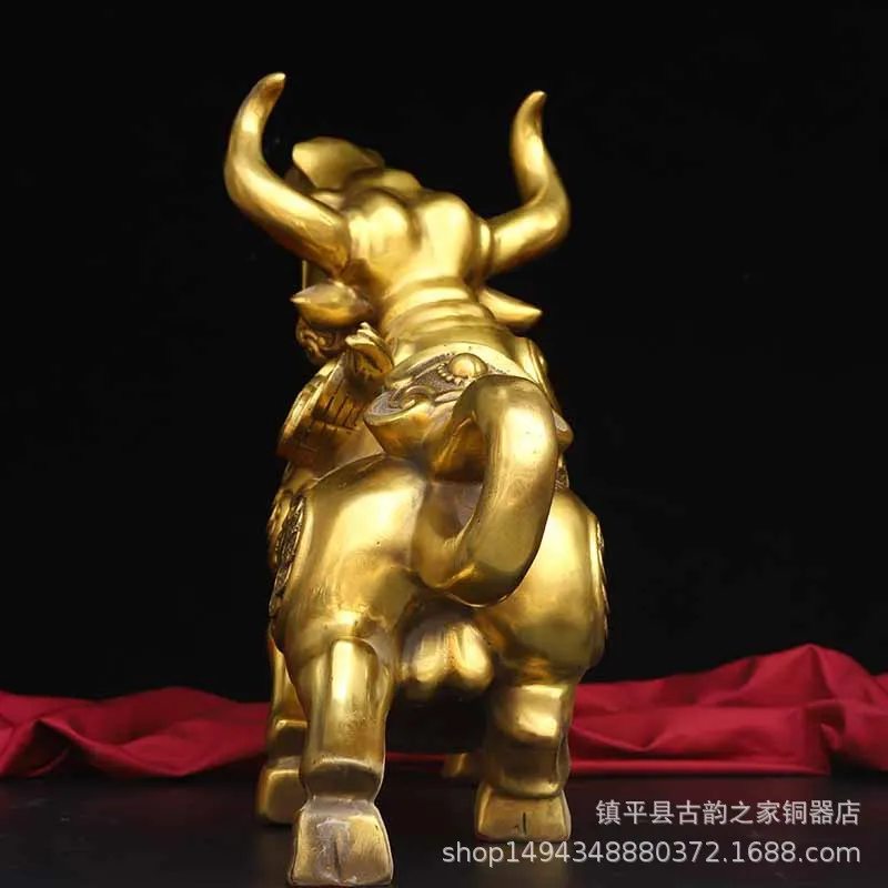 Brass Zodiac Ox Ornament Pure Ingot Ox Copper Ox for Home Living Room Office Store Desktop Decoration