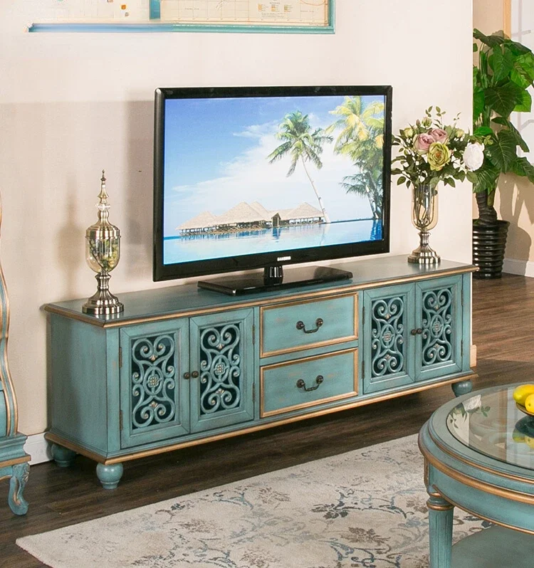 

Mediterranean 1.8 M TV cabinet, four door floor cabinet, bedroom, living room, low cabinet, coffee table, video cabinet