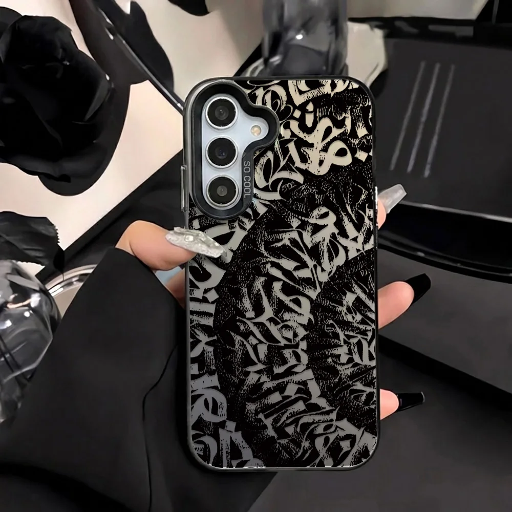 Phone Case for Samsung Galaxy A57 A56 A54 A53 A36 A37 A35 5G A07 A06 A15 A17 4G Cases High Street Minimalist Dark Graffiti Style