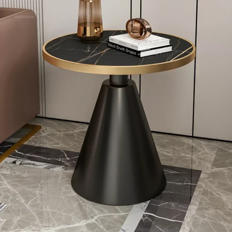 Light Luxury Living Room Sofa Side Table, Nordic Slate Coffee Table, Balcony Small Round Table, Simple Modern Bedside Table