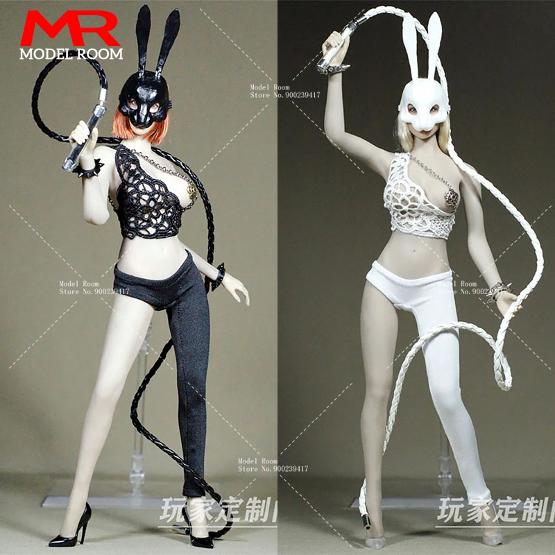 Maßge schneiderte 1/6 Hasen Mädchen Kaninchen Maske hohlen BH einbeinige Strumpfhose Modell fit 12 ''weibliche Soldat große Büste Aktion Figrue Körper