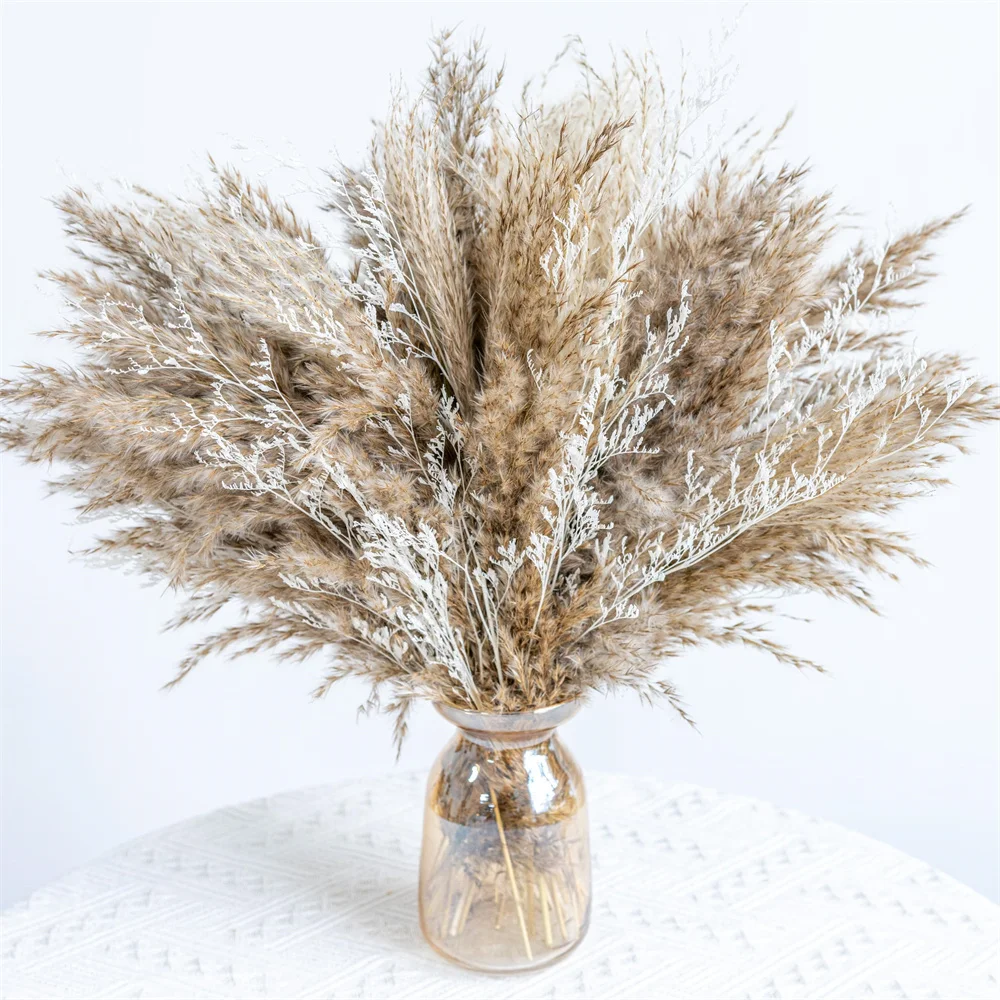 Fluffy Boho Flower pompas Grass vase Filler White Pampas Wedding Boho deocr Flowers Home Table Decor,Rustic Farmhouse Decoraion