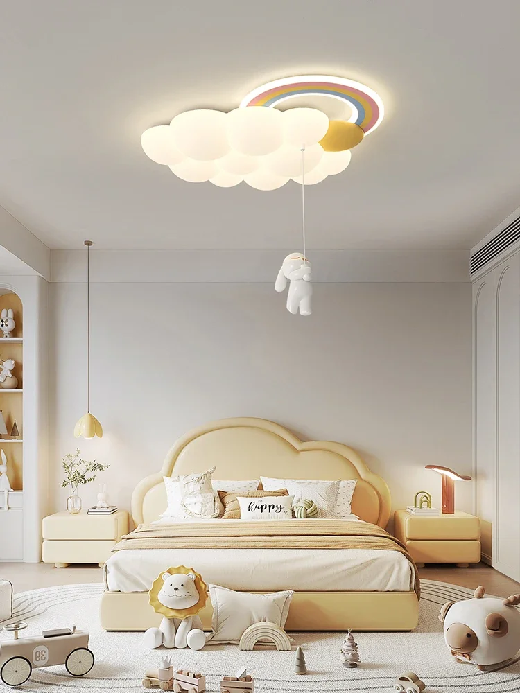 Full Spectrum Eye Protection Modern Simple Personality Creative Cartoon Rainbow Children Room Ceiling Lamp Kids Nursery Light