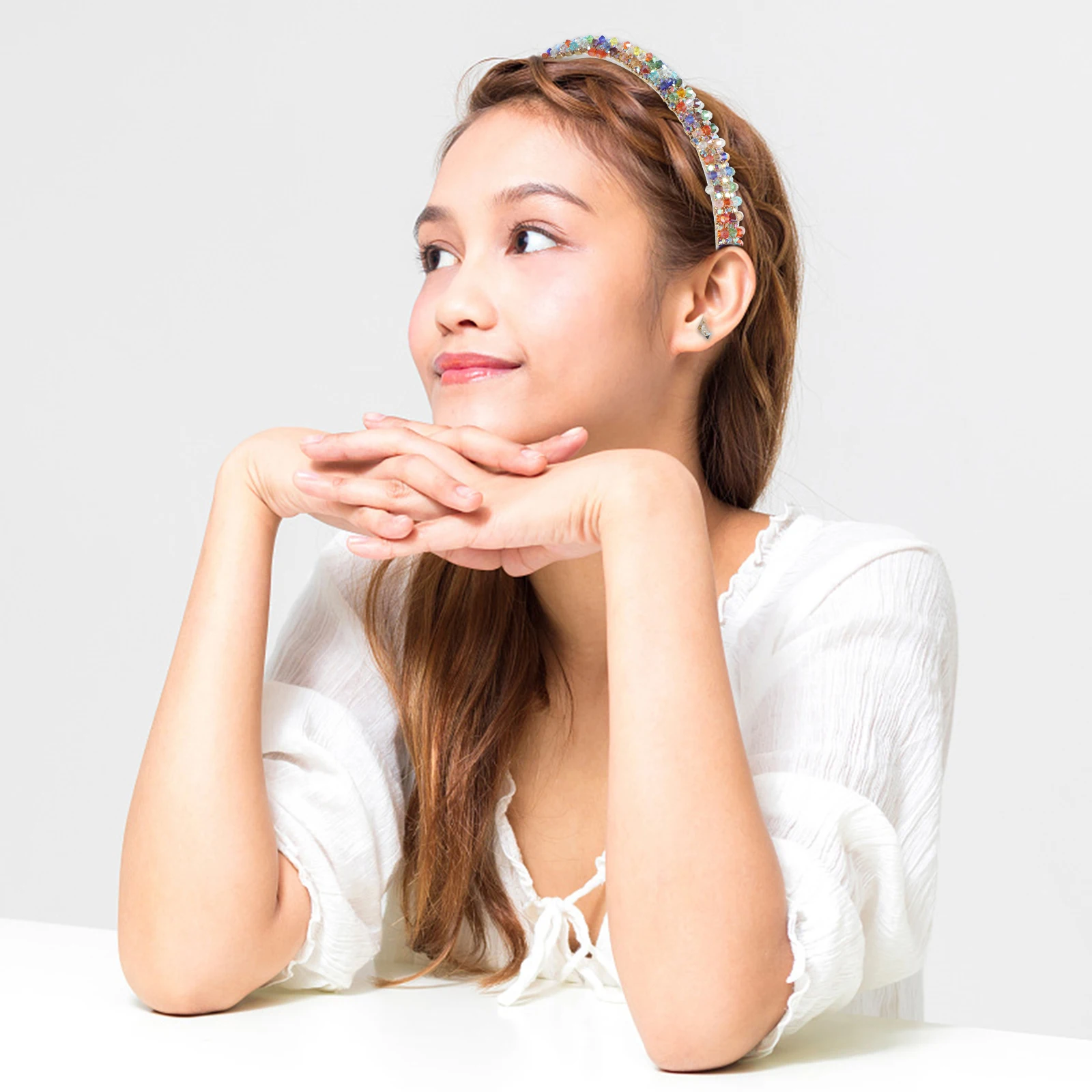 

Rhinestone Headband for Women Sparkling Wide Padded Hairbands Fashion Trendy Jeweled Accessory Comfortable Cloth Wrap