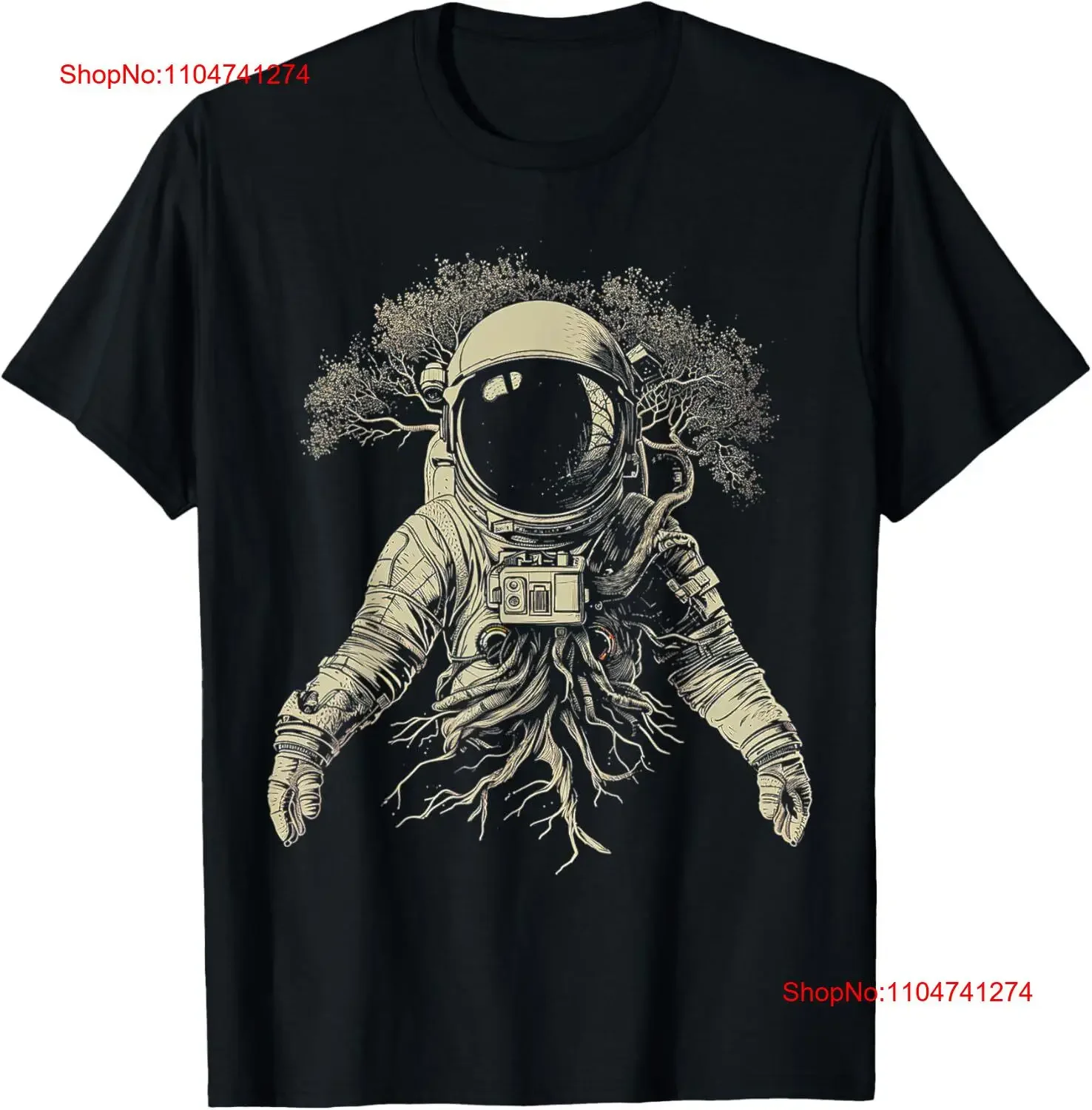 

Футболка с изображением дерева астронавта, космическая природа, винтажный стираный растянутый топ для повседневной одежды, модная дышащая футболка унисекс