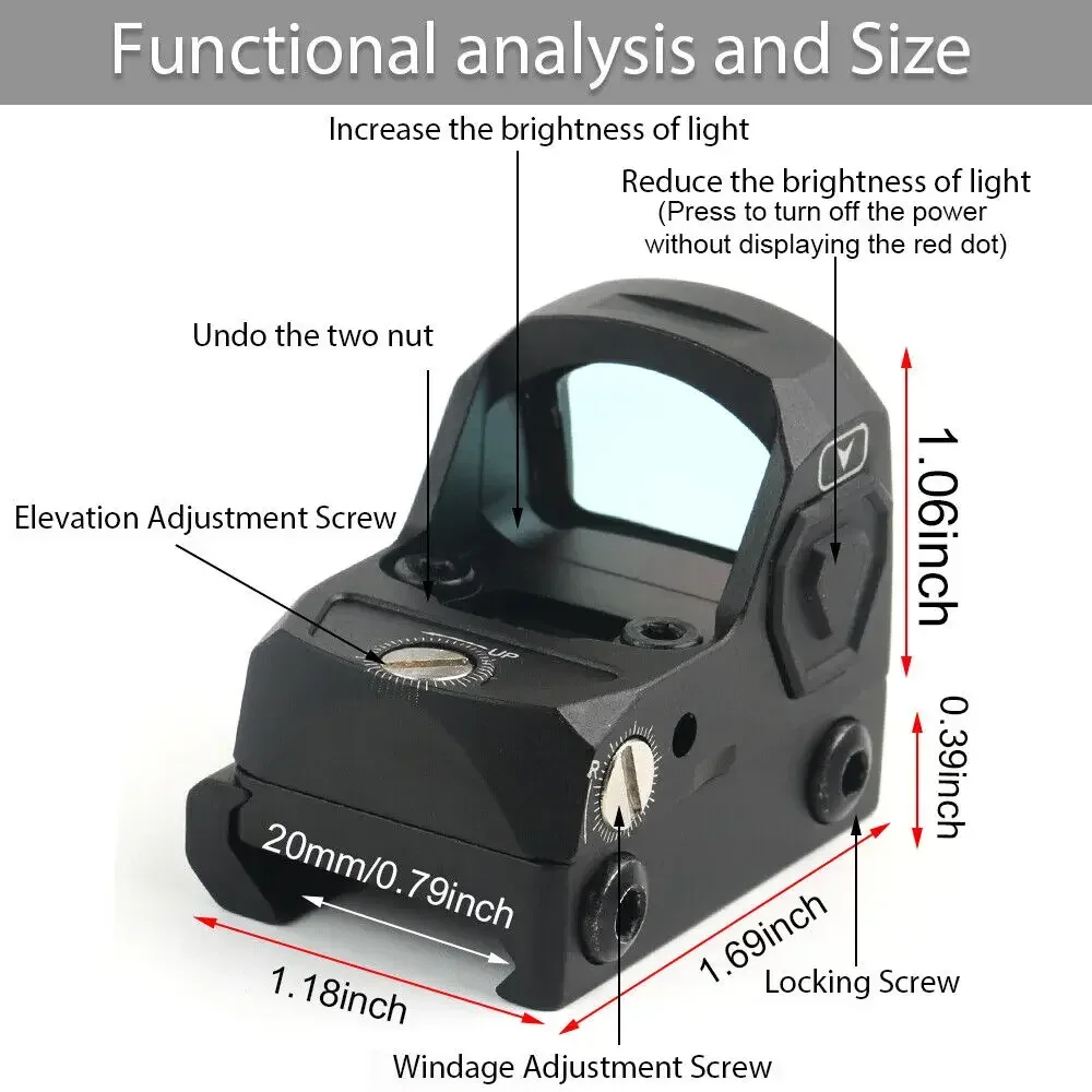 Imagem -05 - Rmr 2moa Reflex Low Power Red Dot Sight Shake Awake Visão Óptica 20 mm Rail à Prova de Choque 1000g