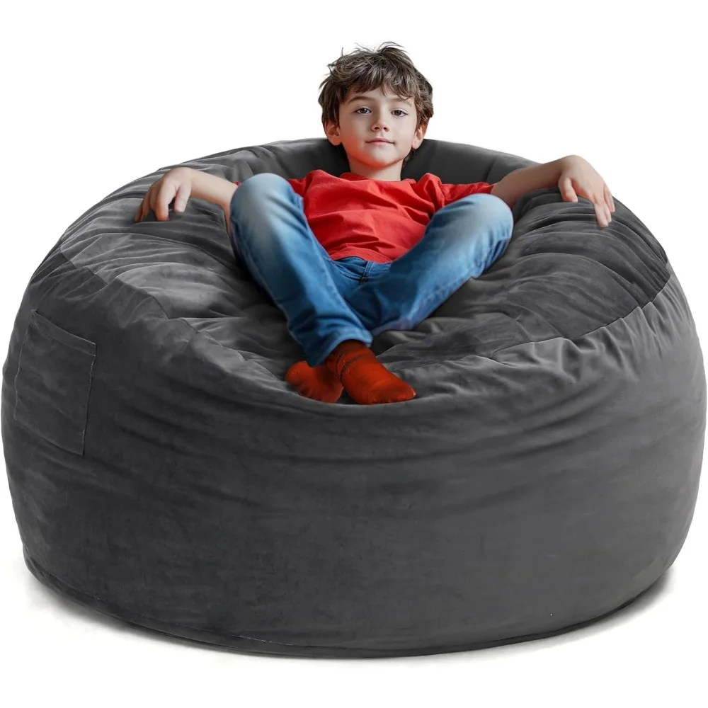 

Large 3.5’ Bean Bag Chair for Kids, Teens, Adults, Memory Foam, Easy to Clean Washable Soft Suede Cover, Reinforced Zipper, Per