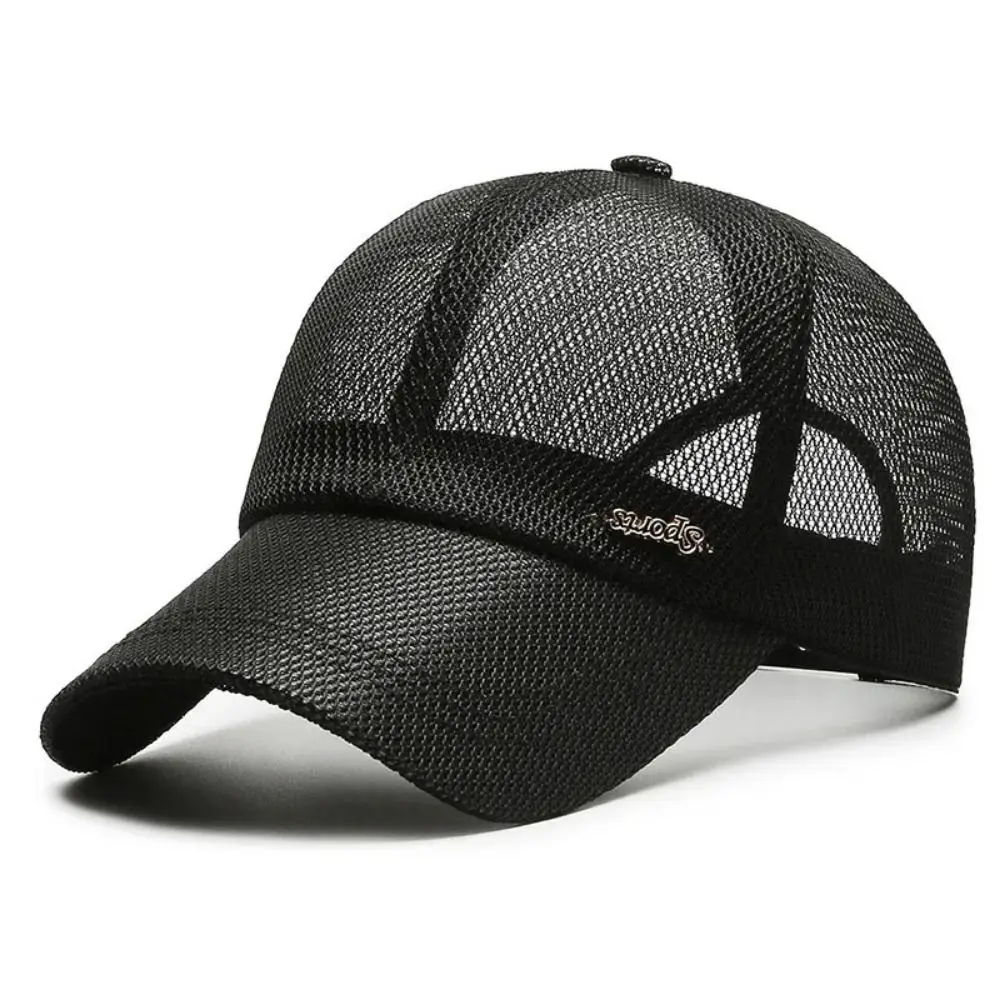 Chapéus de sol de secagem rápida carta malha boné de beisebol respirável ajustável snapback chapéu leve translúcido esportes malha bonés unisex