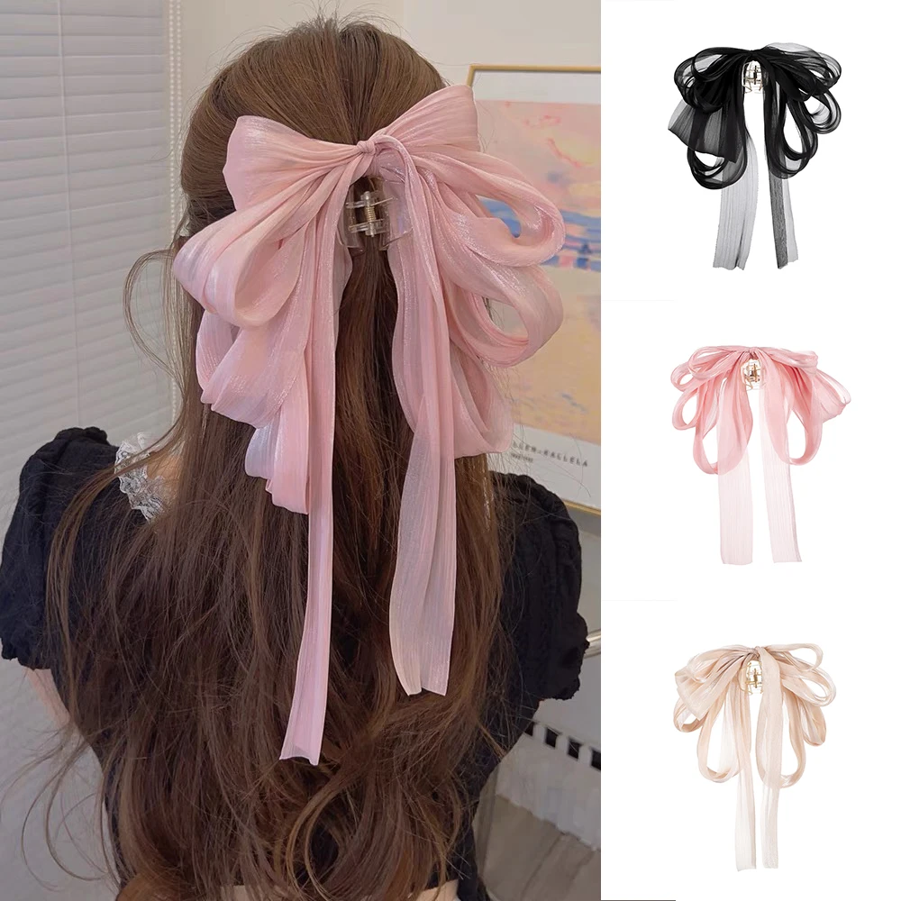 دبوس شعر بفيونكة ساتان AWAYTR-Tassel ، أغطية رأس أنيقة ، مشبك ربيعي ، مشبك شعر ثابت ، غطاء رأس ريترو للحفلات ، إكسسوارات شعر حمراء #1