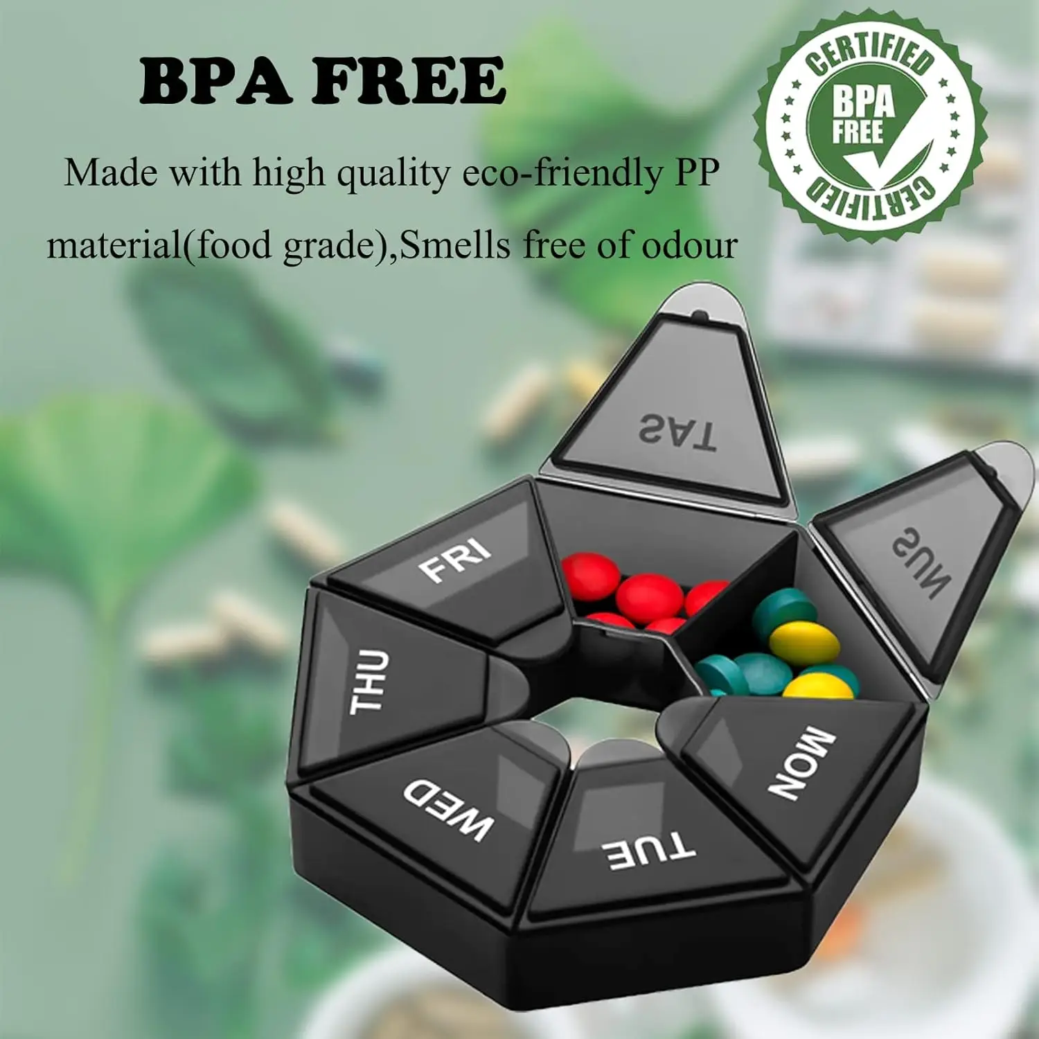 1pc Travel Pill Case 7 Days Tablet Candy Box with Independent Grid and Lid Design for Tidy and Dry Medication Storage