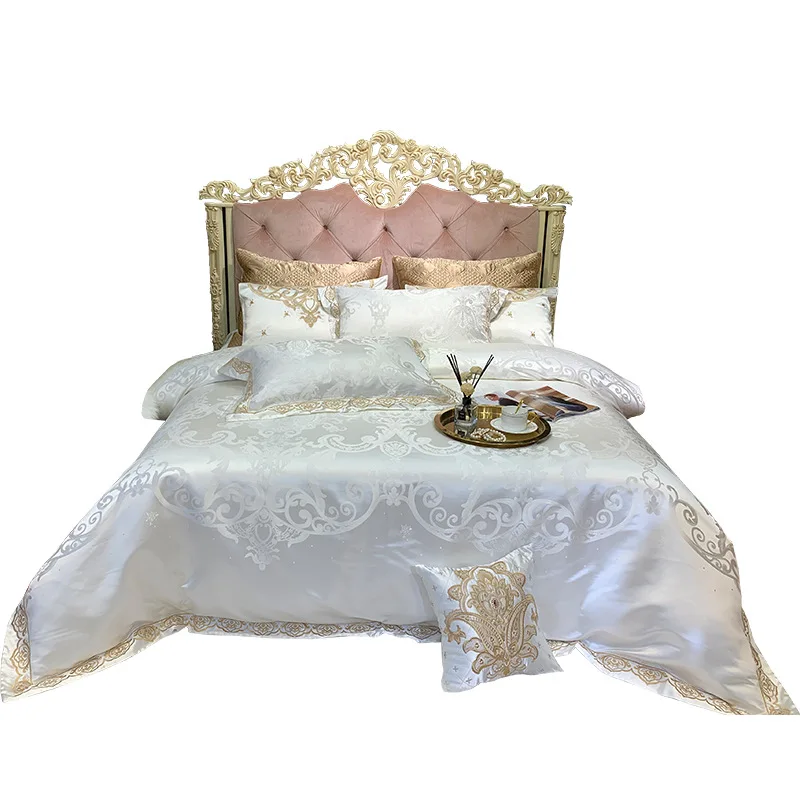 European four-piece luxury bedding American six-piece ten-piece bedding white