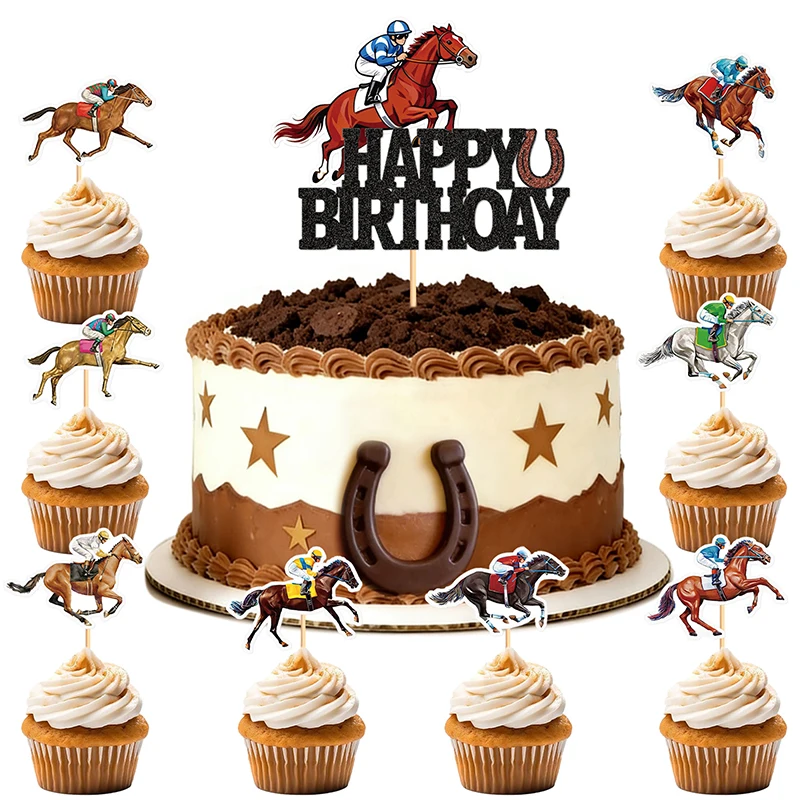 

Оптовая продажа: Топпер для торта «Конные скачки» на День рождения, Свадьбу, Декор для кексов, Украшение для десертов, Принадлежности для выпечки, DIY