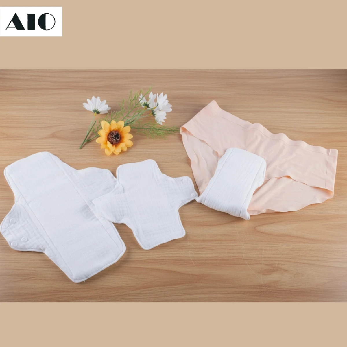 AIO تنفس غزل القطن اللباس الداخلي بطانة المؤنث الفوط الصحية فترة سراويل مانعة للتسرب وسادة قطن قابل للغسل لوازم النظافة #1