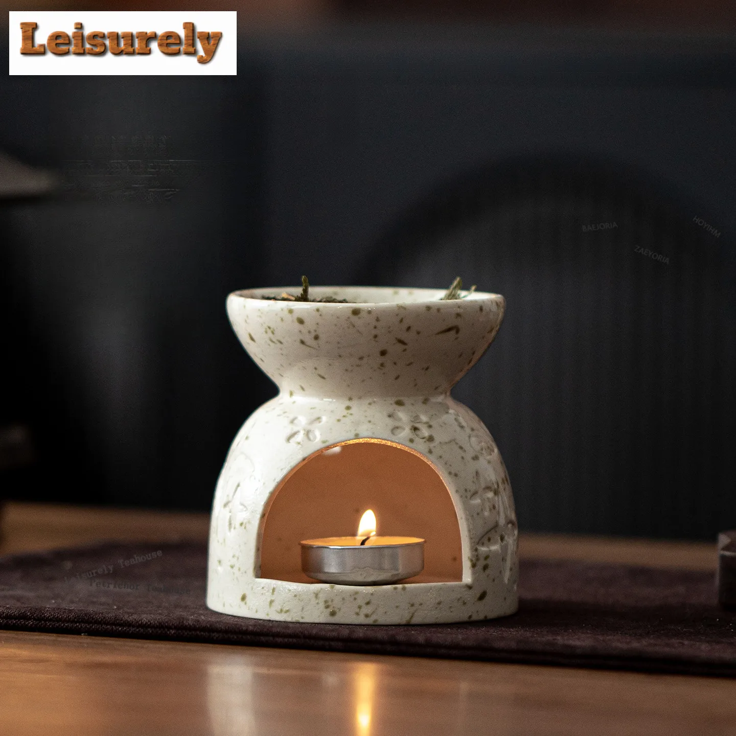 Fish Shadows In The Flower Stream Tea Warmer Holder Candle Heater Stove Kettle Stand Baked Milk Jar Carbon Furnace Cha Ornaments