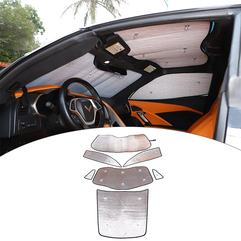 [Anti-UV Heat Insulation] For 2014-2019 Chevrolet Corvette C7 Full Window Front Windshield Sunshade Car Accessories