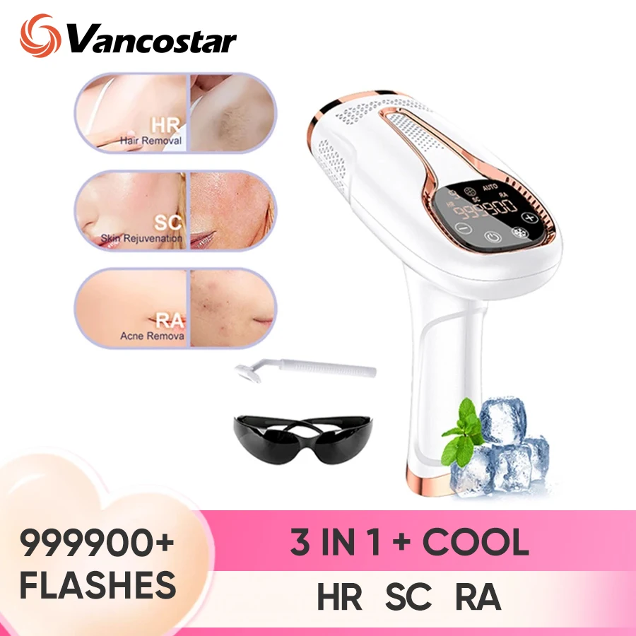 3 in1 IPL Hair Removal Cooling Rejuvenation Acne Remove Painless Permanent Hair Remove for Women Cold IPL Epilator