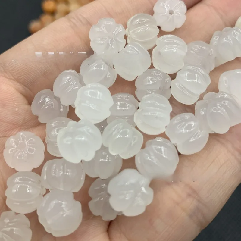 

Natural Gold Silk Jade Pumpkin Beads Wholesale Three-color Pumpkin Loose Beads Jewelry Accessories 30PC/LOT