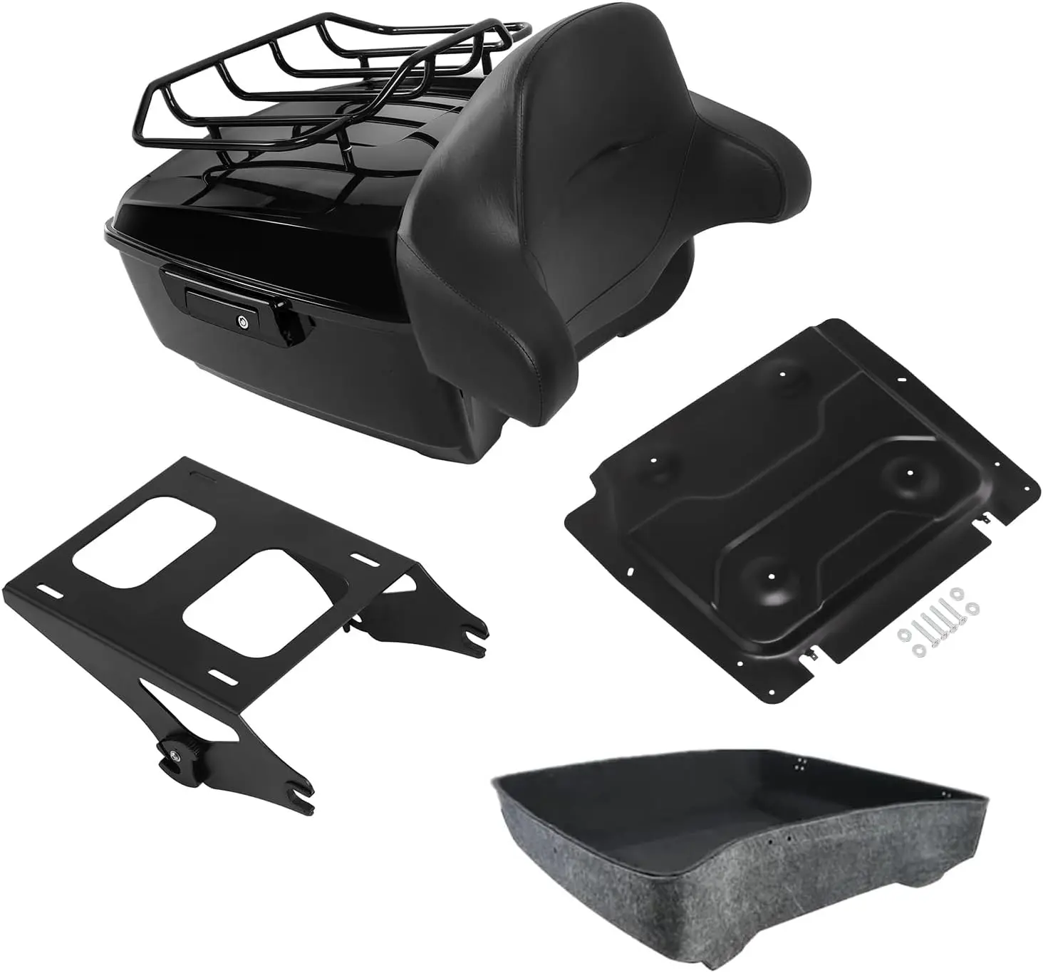 Vivid Black King Tour Trunk Pack Backrest, Fits 2014-2025 Touring Motorcycles