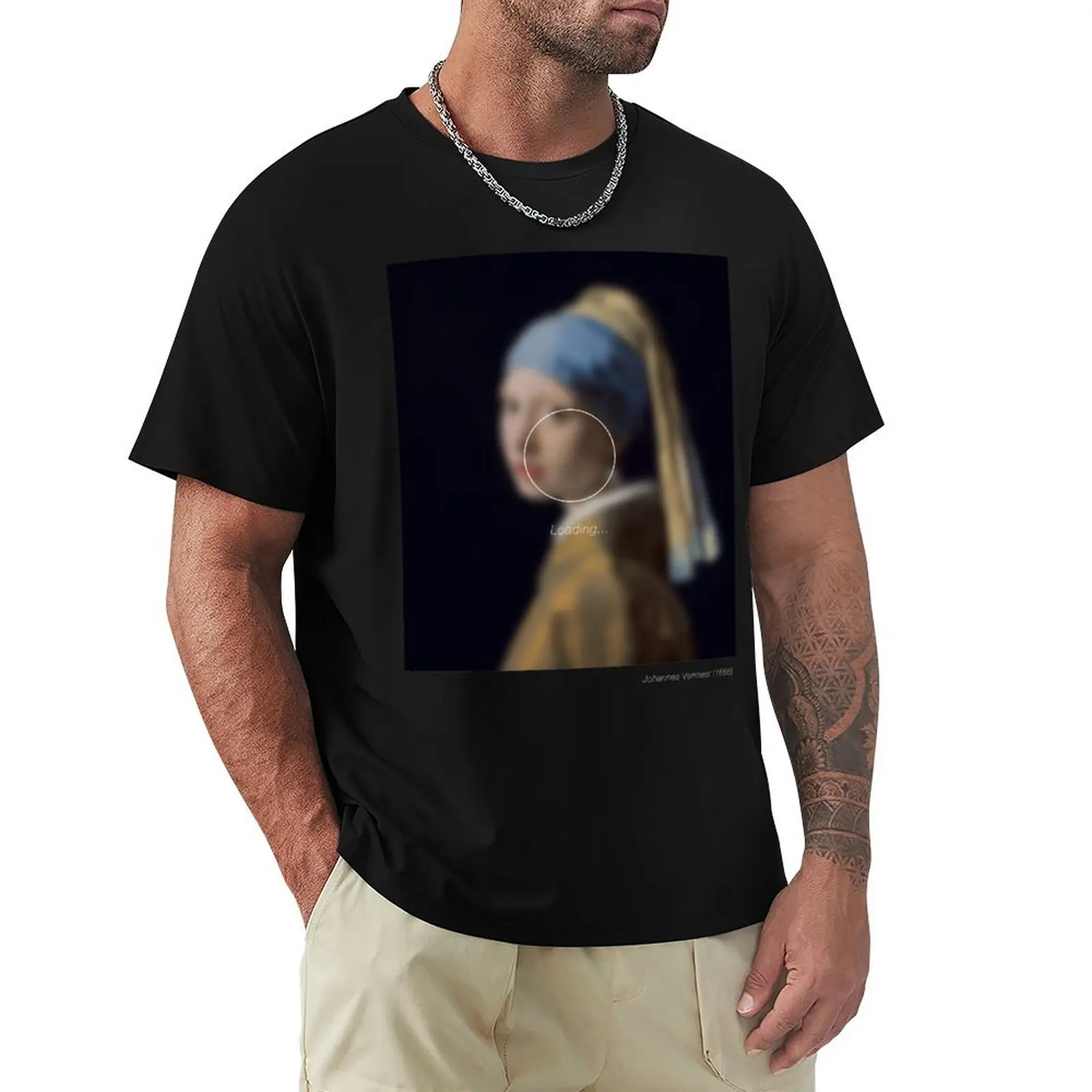 Girl with a Pearl Earring _loading.. T-Shirt Novelty Graphic Tee Shirt