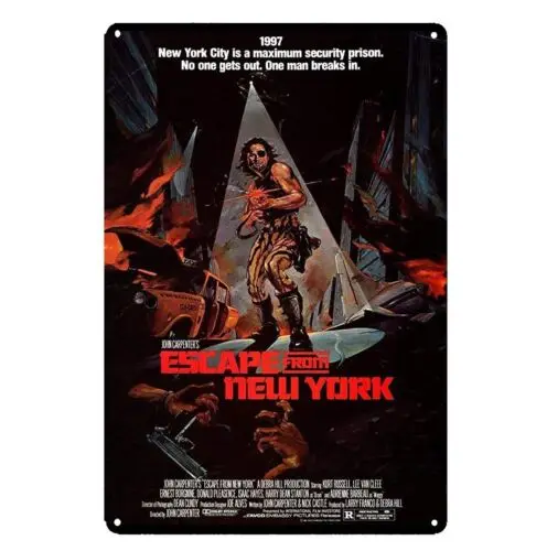 Y1,Escape from New York Kurt Russell Retro Movie Metal Poster Tin Sign 20x30cm  -aluminum