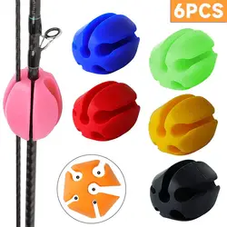 YFashion-Silicone Pesca Rod Correias Titular, Leve Tackle Laços, Acessórios de Pesca, 5 Buracos, 6pcs