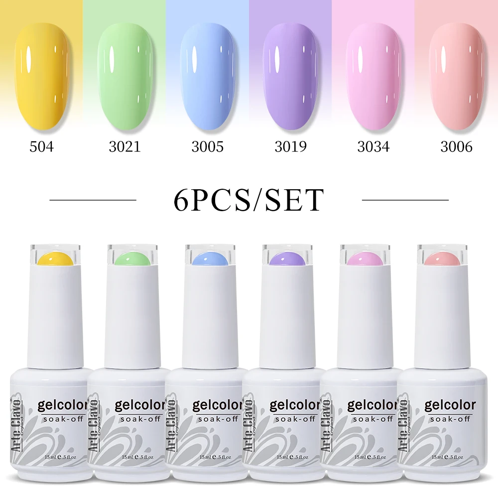 Arte Clavo 6 قطعة/المجموعة 15 مللي بريق شبه دائم مسمار الفن LED الأشعة فوق البنفسجية هلام مسمار البولندية سباركلي الأحمر الوردي هلام الورنيش مسمار لوازم كيت