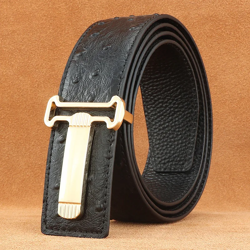 

High quality T letter 3.8 cm wide grey buckle with crocodile pattern in genuine leathermen's luxury belt cowhide