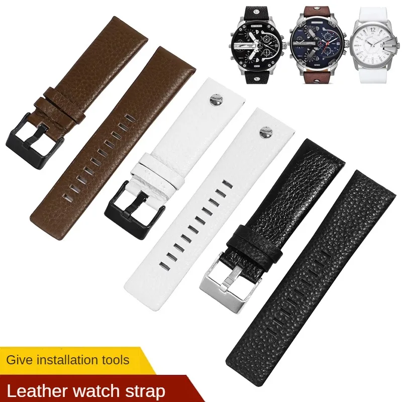 Leather Watchband Substitute DZ4323/1657/4318 Series Lychee Pattern Cowhide Watch Strap 22/24/26/27/28/30mm.