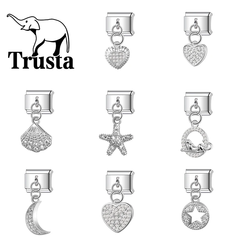 Trusta love Shell starfish Charms for italian bracelet Jewelry Removable Fit 9mm Accessories Pendant for Women DIY Fashion N814