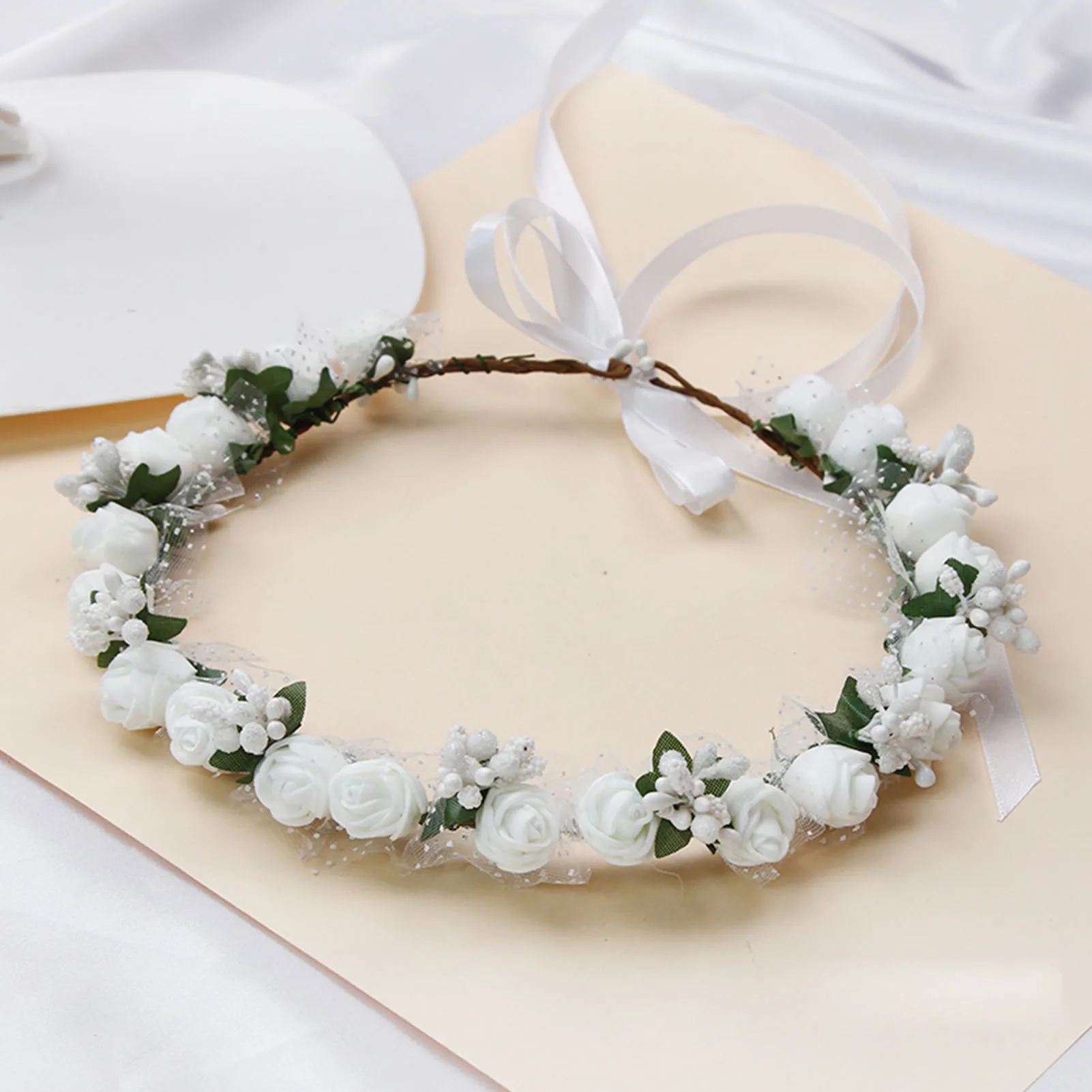 Bohemian Flower Crowns Wedding Jewelry Hairbands Tiaras Adjustable Floral Garland Wedding Wreaths Simulation Flower Headband