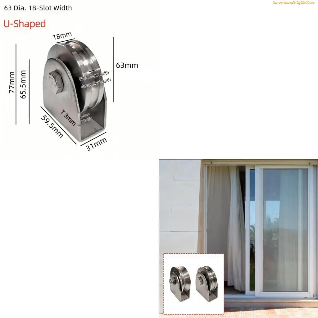 37ME Stainless Steel Hardware Pulley with Brackets Mount and Single Wheel for Sliding Paths, Repair Work, and Guide Applications