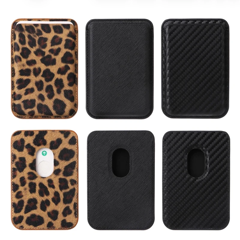 Leopardenmuster Saffiano-Leder Carbonfaser für MagSafe Geldbörse Starker Magnetischer Kartenhalter für iPhone 18 17 16 15 14 13 12