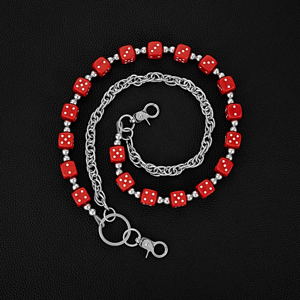 Jeans Chain Colorful Dice Waist Chain Zinc Alloy Beads Double-layer Metal Pants Chain Harajuku Style Gothic Punk Belt Chain Male