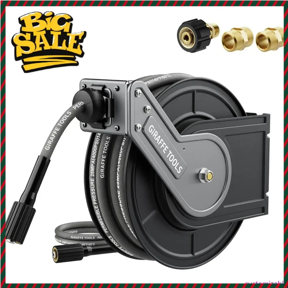 

Горячая распродажа: Шланг для мойки высокого давления Giraffe Tools, 60 футов, с настенным креплением и автоматической катушкой, диаметр 1/4 дюйма