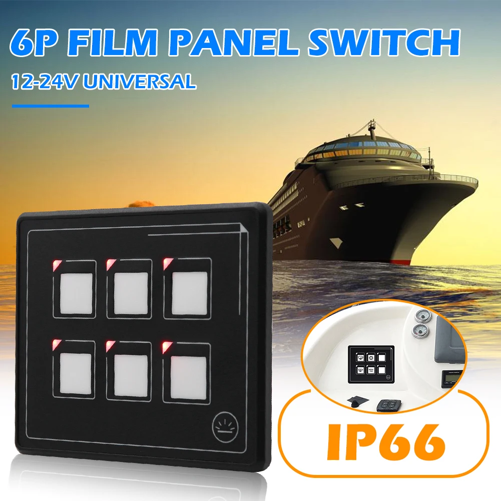 6 Gang Car Boat LED Push Button Switch Panel DC 11V-30V 6P Electronic Membrane Panel Switch Car Membrane Controller Switch Panel
