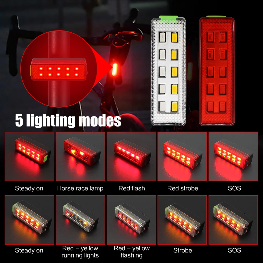 Bike Rear Light MTB Bicycle Taillight USB Rechargeable LED Cycling Bike Warning Light Red Light Mountain Bicycle Lamp Seatpost