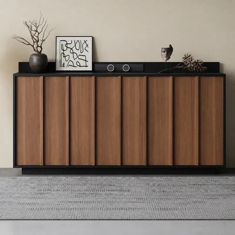 Chinese Solid Wood Dining Side Cabinet Wall Mounted Tea Storage Unit Minimalist Low Retro Bucket Style Free Shipping
