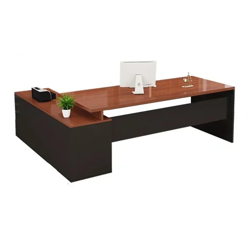 

Standing Executive Black Office Desk L Shaped Corner Shelf Laptop Computer Desks Supplies Floor Computerbureaus Modern Furniture