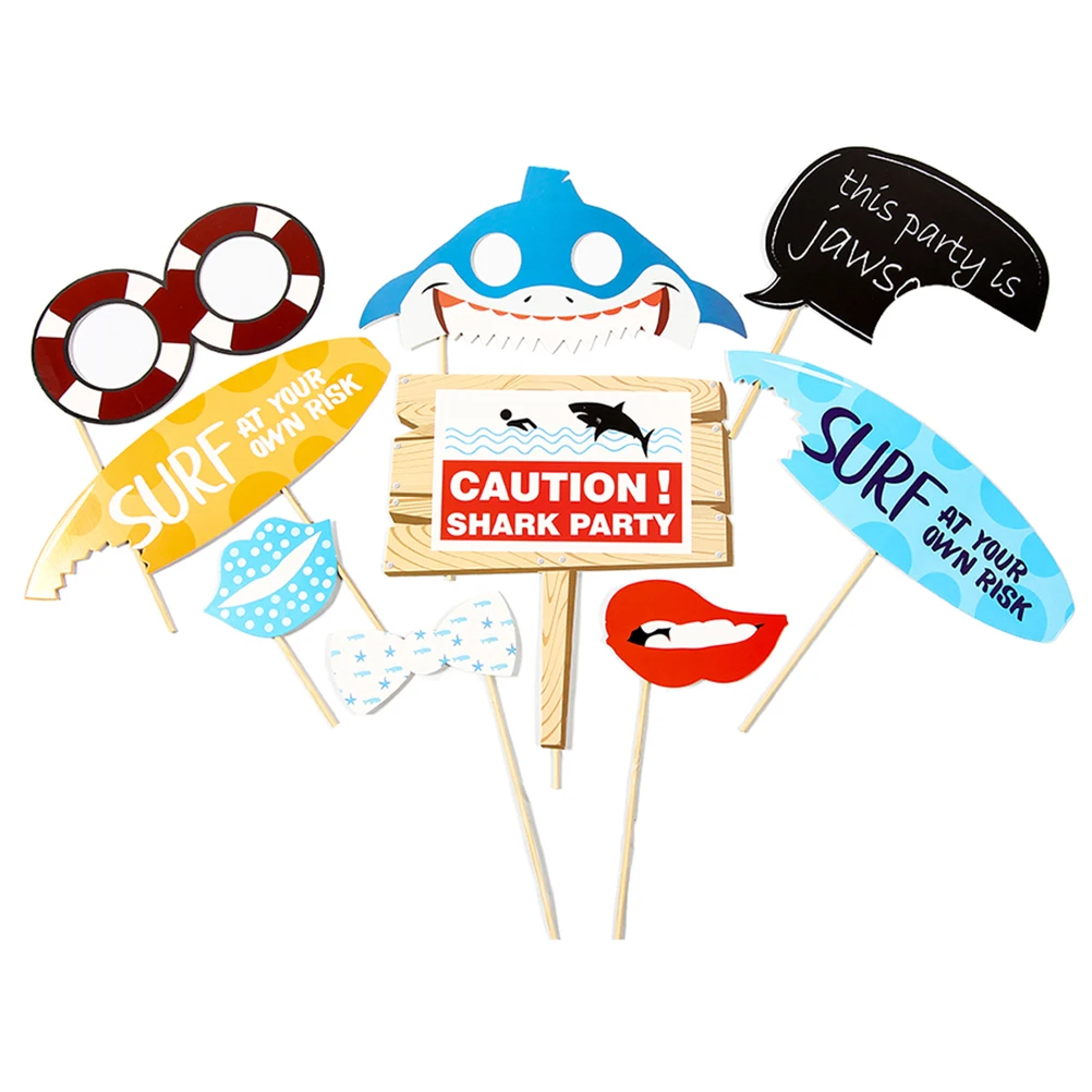 

1 Set Shark Theme Party Photo Props Bright Fun Design Unique Decoration Happy Atmosphere Photo Background Accessories