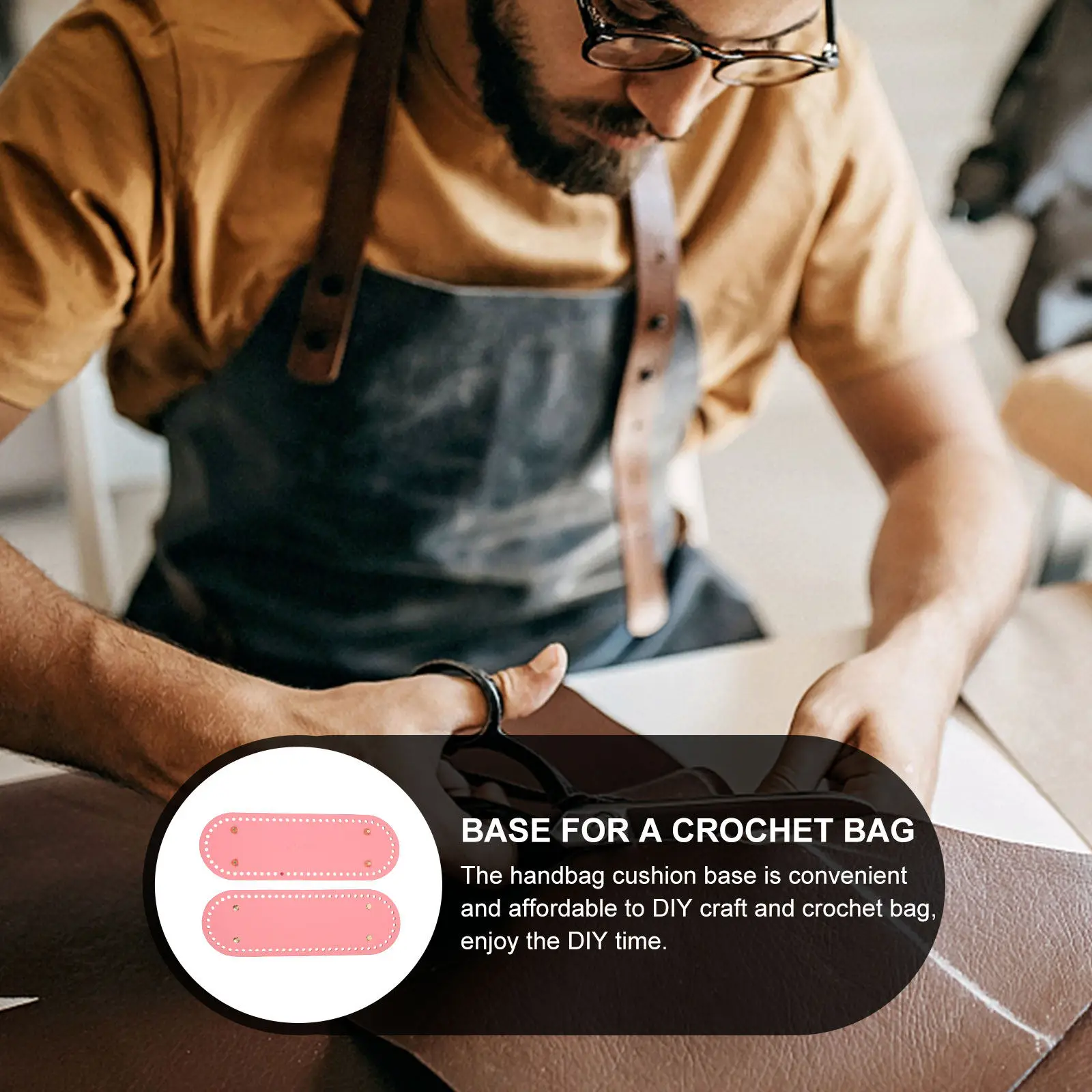 

2Pcs DIY Crochet Bag Base PU Knitting Handbag Bottom Oblong Blank Shaping Pad for Weaving Craft Bag DIY Supplies